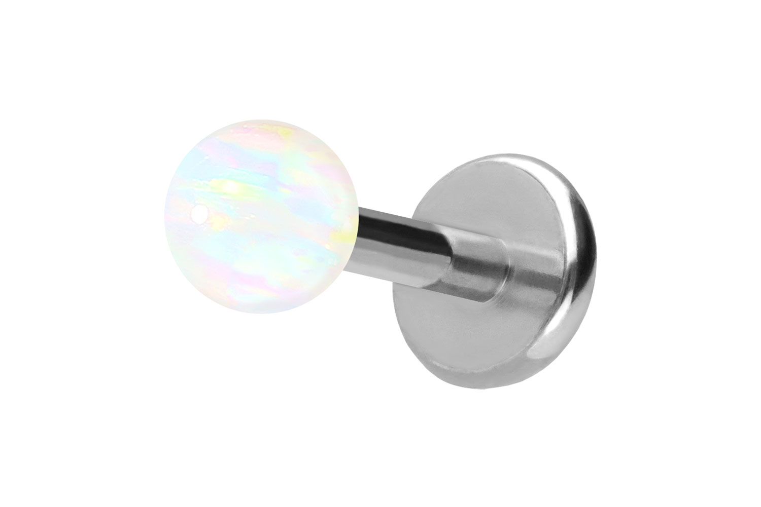 Titan Labret Piercing mit Push Fit SYNTHETISCHER OPAL